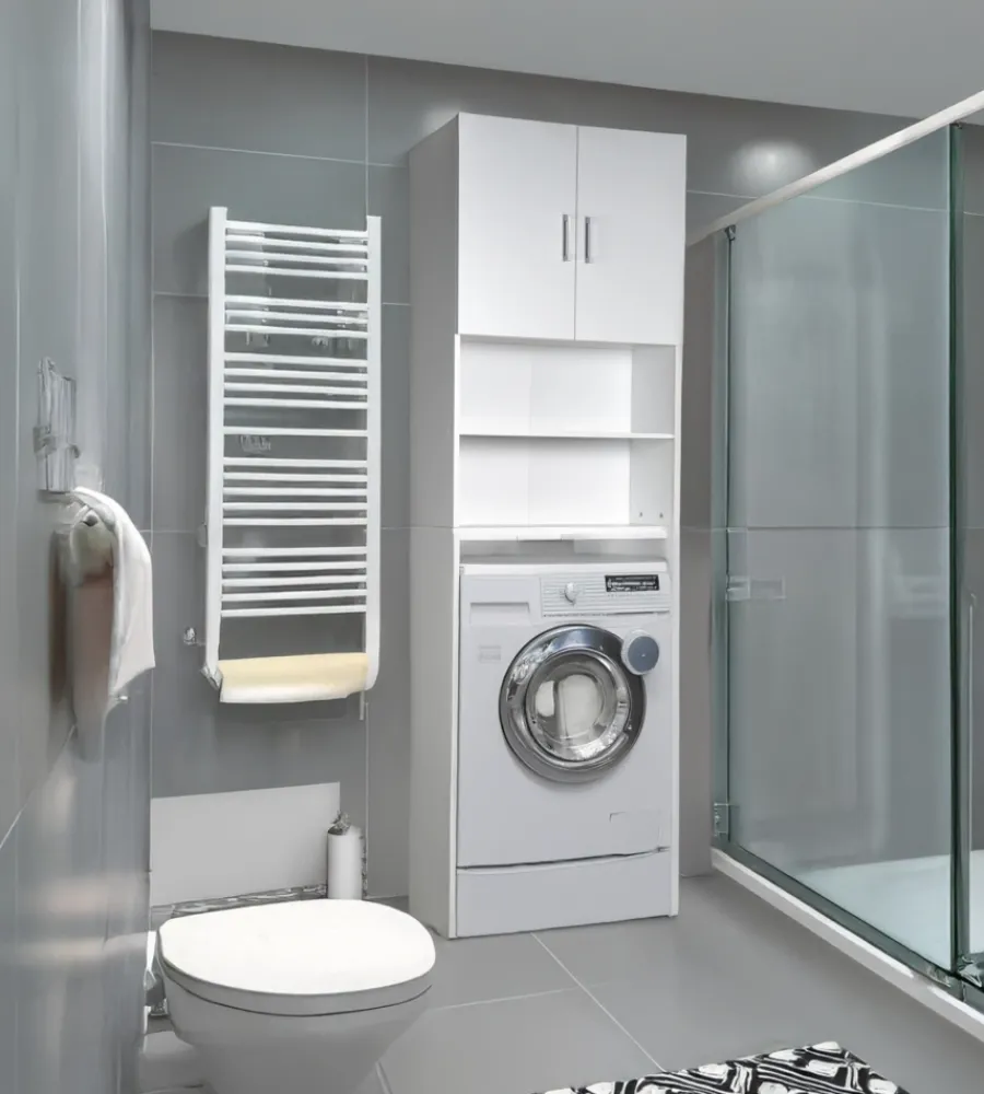 Mobiletti Multiuso|Mobile lavatrice salvaspazio "wash" colore bianco, 64x24x190 cm