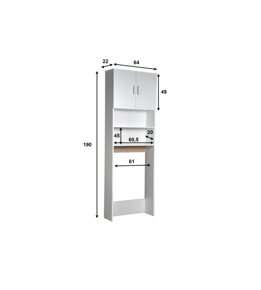 Mobiletti Multiuso|Mobile lavatrice salvaspazio "wash" colore bianco, 64x24x190 cm