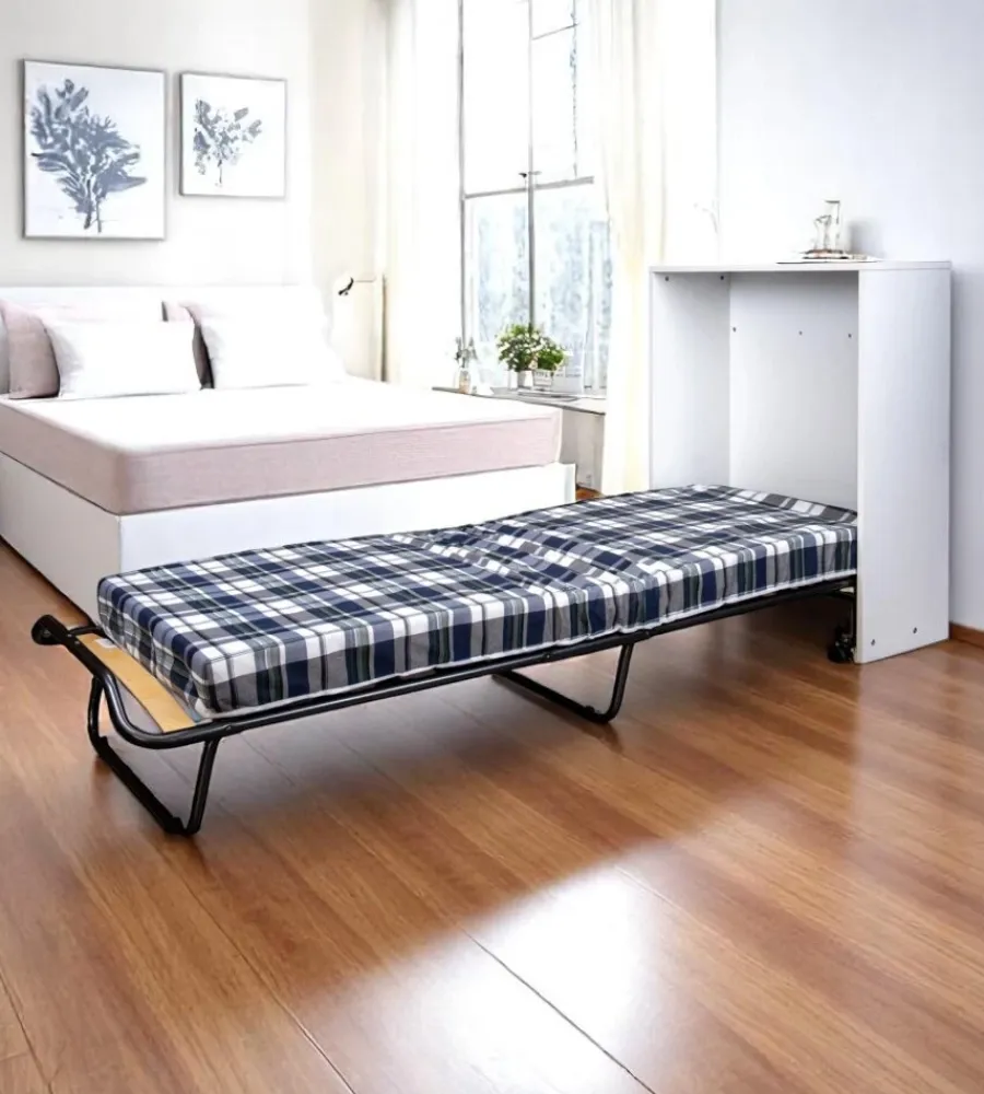 Letti E Comodini|Mobile letto estraibile a scomparsa con rete e materasso 80x190 cm