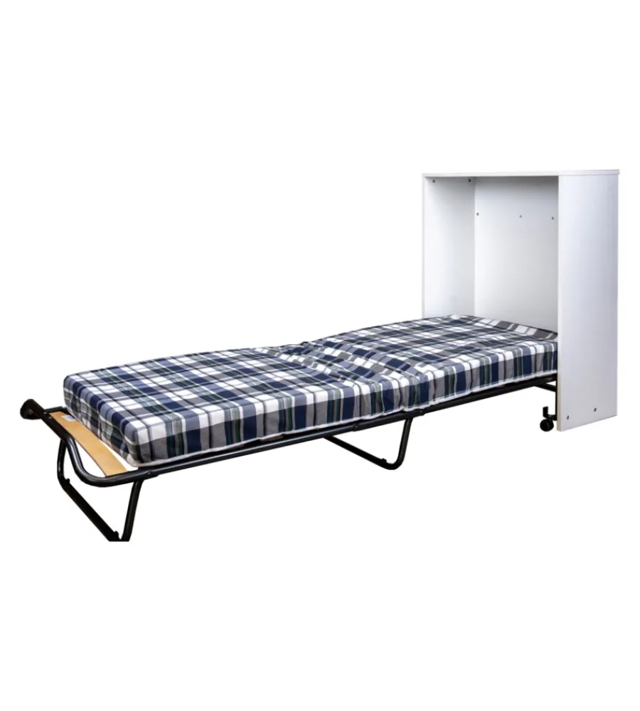 Letti E Comodini|Mobile letto estraibile a scomparsa con rete e materasso 80x190 cm