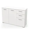 Outlet Mobile multiuso "izzy" in truciolare 3 ante e 2 cassetti bianco opaco, 119,6x41,9x82,4 cm Credenze E Buffet