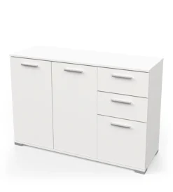Outlet Mobile multiuso "izzy" in truciolare 3 ante e 2 cassetti bianco opaco, 119,6x41,9x82,4 cm Credenze E Buffet