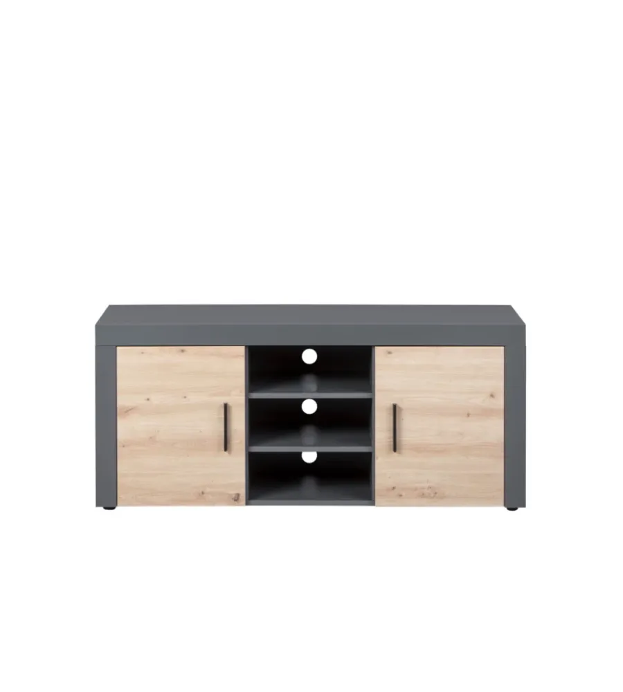 Pareti Soggiorno E Porta Tv- Mobile porta tv grigio e quercia, 134x40x59 cm