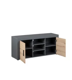 Pareti Soggiorno E Porta Tv- Mobile porta tv grigio e quercia, 134x40x59 cm