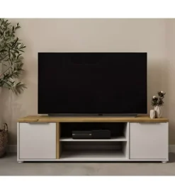 Pareti Soggiorno E Porta Tv|Mobile soggiorno porta tv 2 ante quercia e bianco 134,8x39,1x39,6 cm