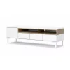 Pareti Soggiorno E Porta Tv|Mobile tv bianco e legno con 1 anta e 3 cassetti, 156x48x48 cm