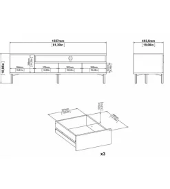 Pareti Soggiorno E Porta Tv|Mobile tv bianco e legno con 1 anta e 3 cassetti, 156x48x48 cm