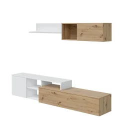 Outlet Mobile tv bianco e rovere, 220x40x44 cm Pareti Soggiorno E Porta Tv