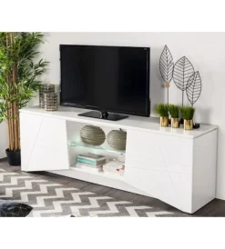 Pareti Soggiorno E Porta Tv-BellaHome Mobile tv "malaga" bianco, 168,5x39,5x57 cm