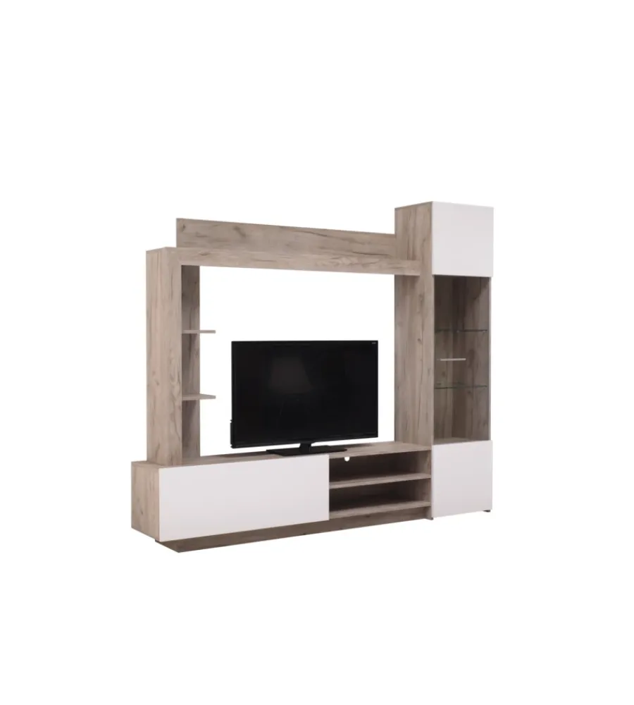 Mobile tv "torino" rovere e bianco, 204x35x174,5 cm Pareti Soggiorno E Porta Tv
