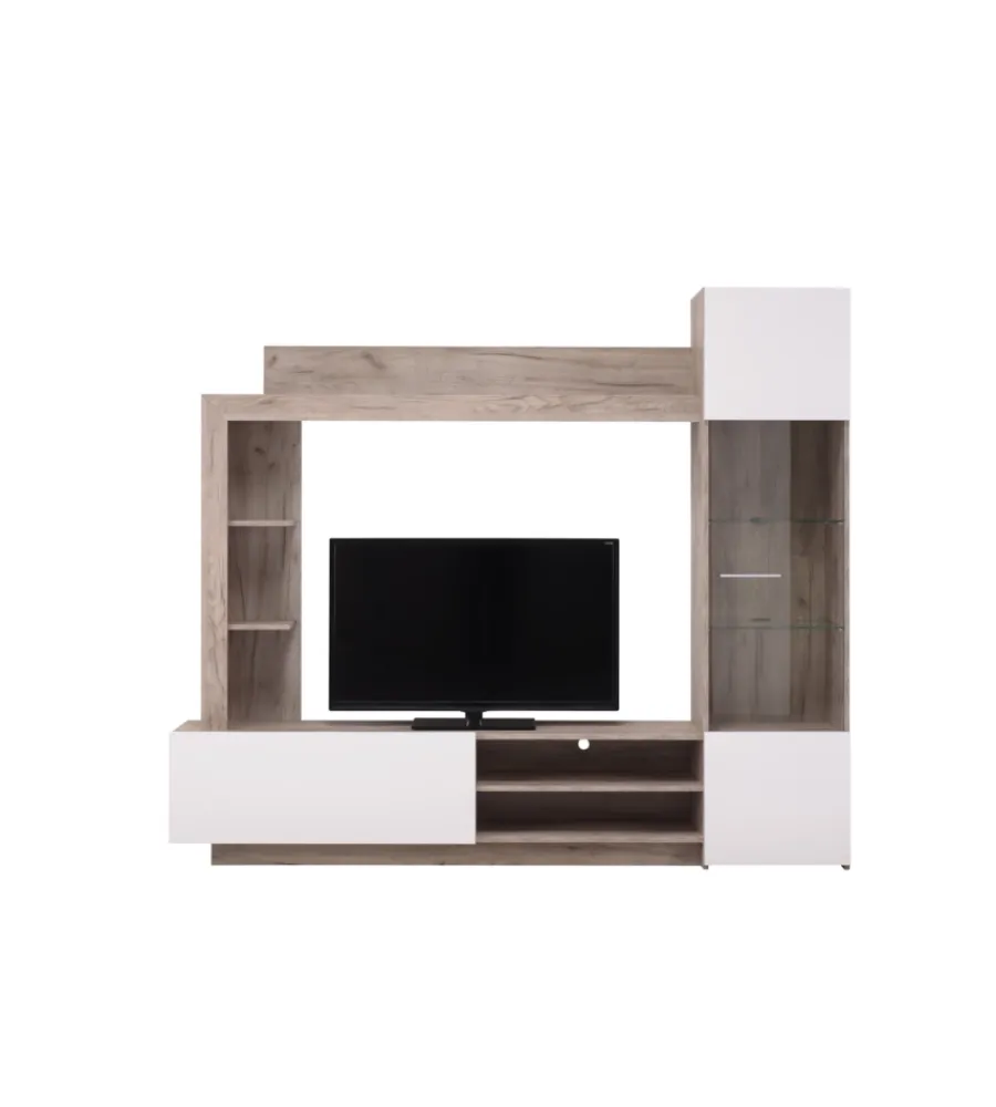 Mobile tv "torino" rovere e bianco, 204x35x174,5 cm Pareti Soggiorno E Porta Tv