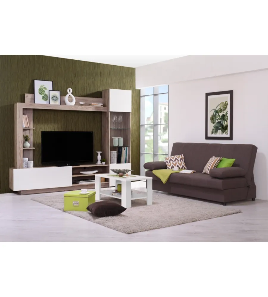 Mobile tv "torino" rovere e bianco, 204x35x174,5 cm Pareti Soggiorno E Porta Tv