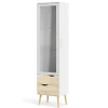 Hot Mobile vetrina "oslo" con 1 anta in vetro e 2 cassetti colore bianco e rovere Vetrine E Vetrinette