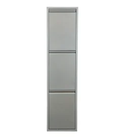 Raccolta Differenziata|Mobileco 3 secchi 18 litri acciaio grigio, 34x25x136 cm
