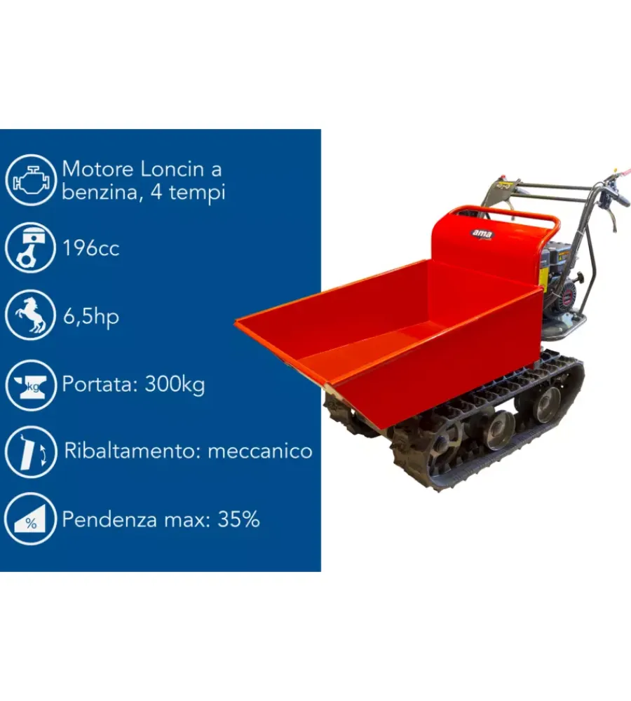 Motocarriole-Ama Motocarriola cingolata "dumper tag300td" 4t 196 cc portata 300 kg
