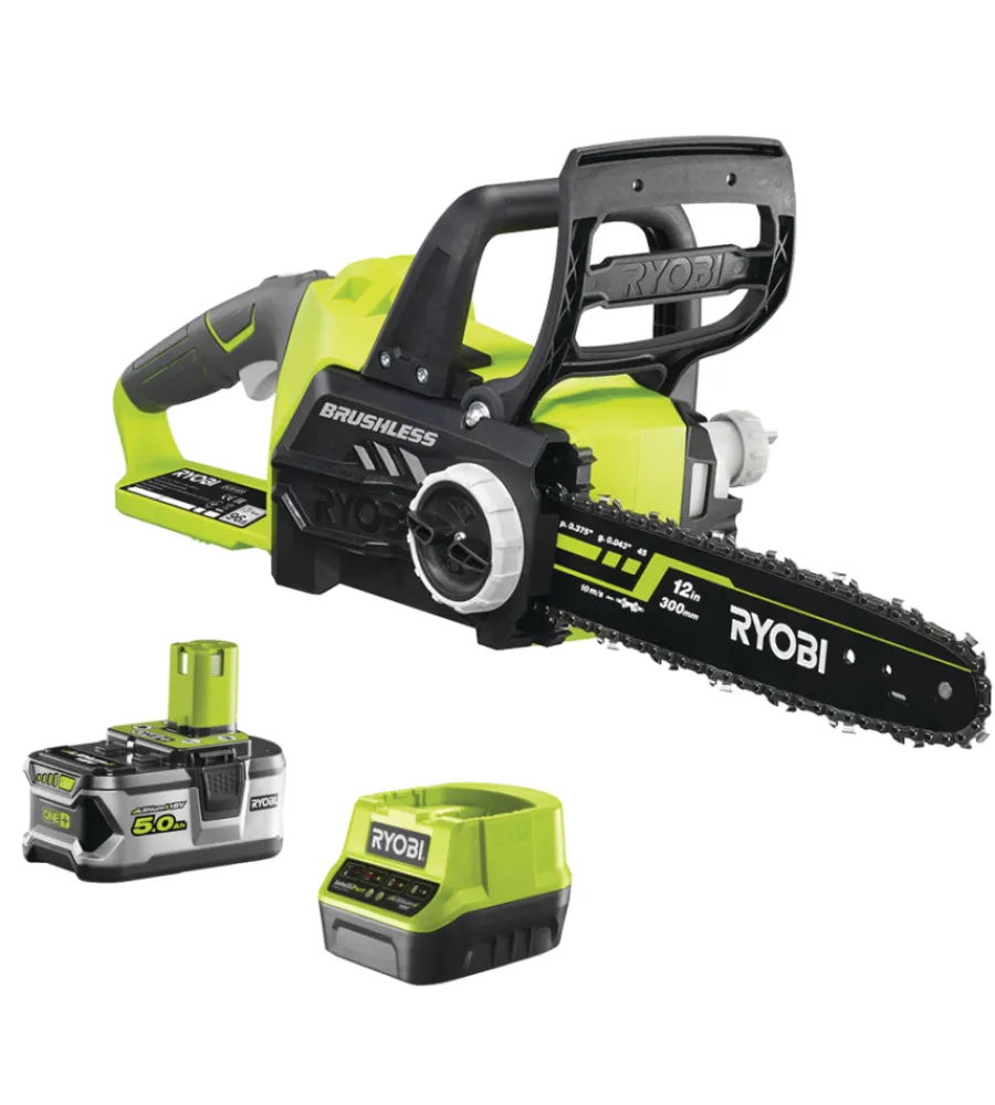 Motoseghe Ed Elettroseghe-Ryobi Motosega a batteria "rcs18x3050f" barra oregon 30 cm 18v, batteria 5ah inclusa