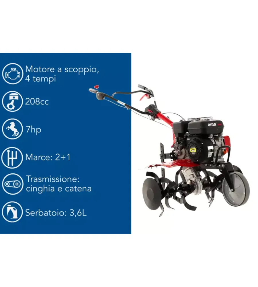 Ama Motozappe Ed Elettrozappe|Motozappa a scoppio "mtz80" 4t 208 cc