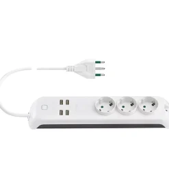 Multiprese Ed Adattatori-Vimar Multipresa smart wifi, compatibile con alexa e google home, 3 uscite schuko, 4 usb a, spina 16a, controllo vocale o remoto con app view -