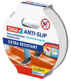 Tesa Nastri Vari|Nastro antiscivolo anti-slip trasparente, 25 mm x 5 mt -