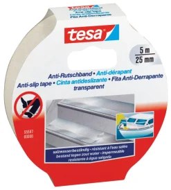 Tesa Nastri Vari|Nastro antiscivolo anti-slip trasparente, 25 mm x 5 mt -