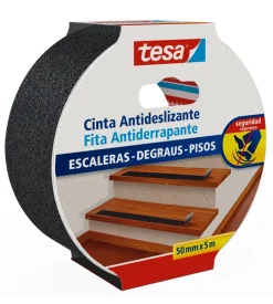 Tesa Nastri Vari|Nastro antiscivolo anti-slip nero, 50 mm x 5 mt -