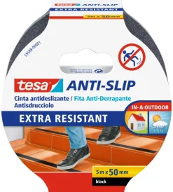Tesa Nastri Vari|Nastro antiscivolo anti-slip nero, 50 mm x 5 mt -