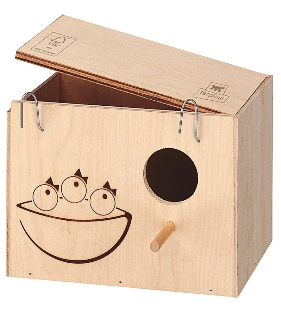 New Nido per uccelli in legno "medium" 19,5x14x14 cm Accessori Gabbie