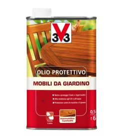 V33 Oli E Detergenti Legno|Olio protettivo mobili da giardino, incolore - 0,5 litri