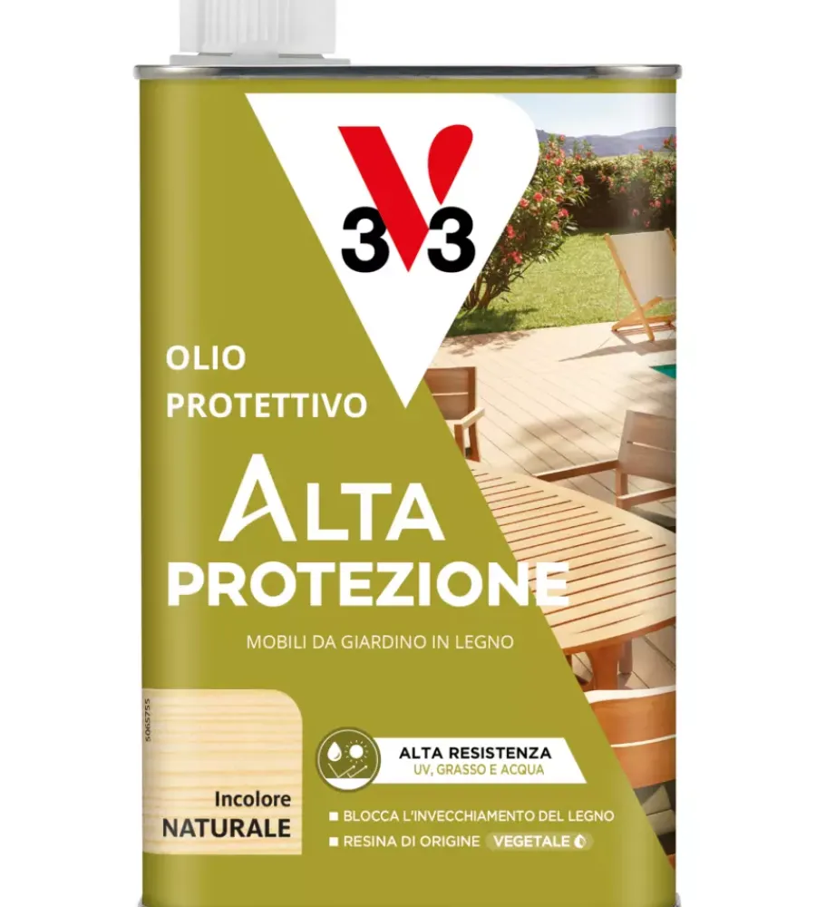 Oli E Detergenti Legno-V33 Olio protettivo per mobili da giardino incolore, 500 ml