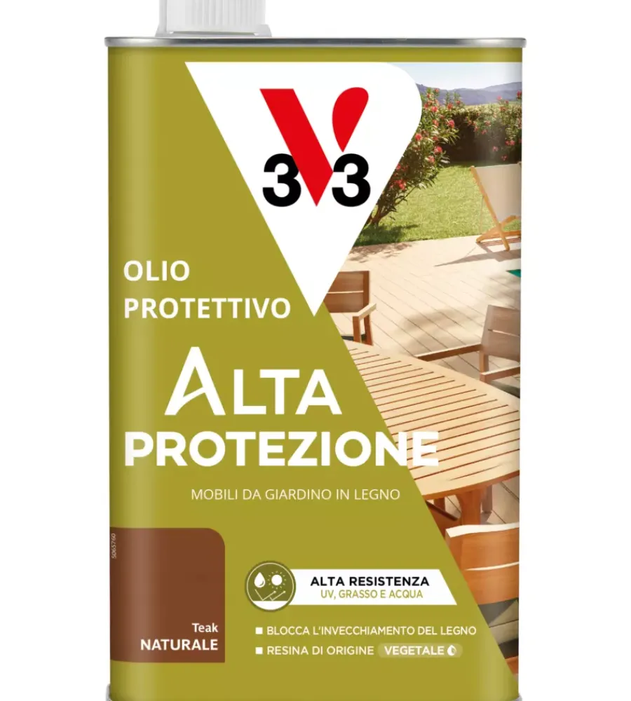 Oli E Detergenti Legno-V33 Olio protettivo per mobili da giardino teak, 1 lt