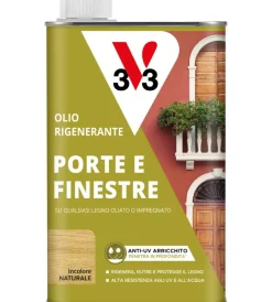 Impregnanti Legno-V33 Olio rigenerante per porte e finestre incolore, 500 ml