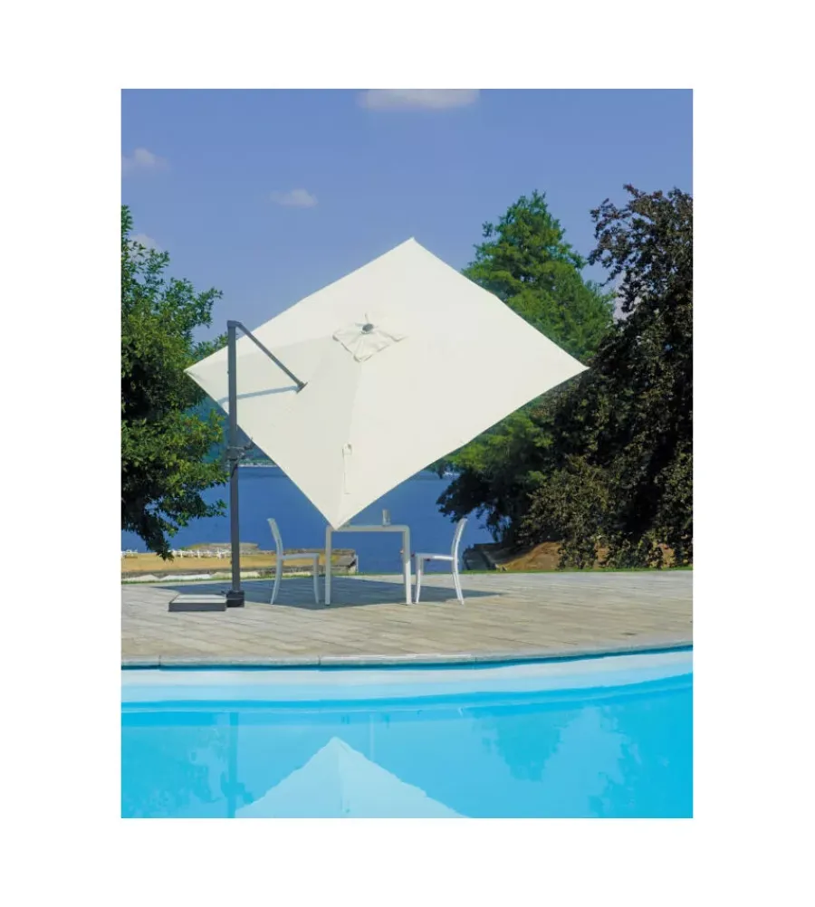 Hot Ombrellone a braccio basculante quadrato solaria "california" in alluminio antracite ecru' 3x3 mt Coperture Per Esterno E Accessori