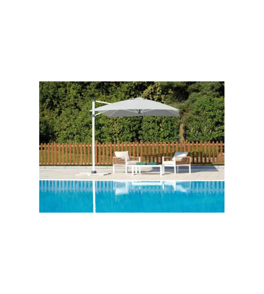 Outlet Ombrellone a braccio rettangolare solaria "california spuncrylic" in alluminio bianco e grigio 3x4 mt Coperture Per Esterno E Accessori