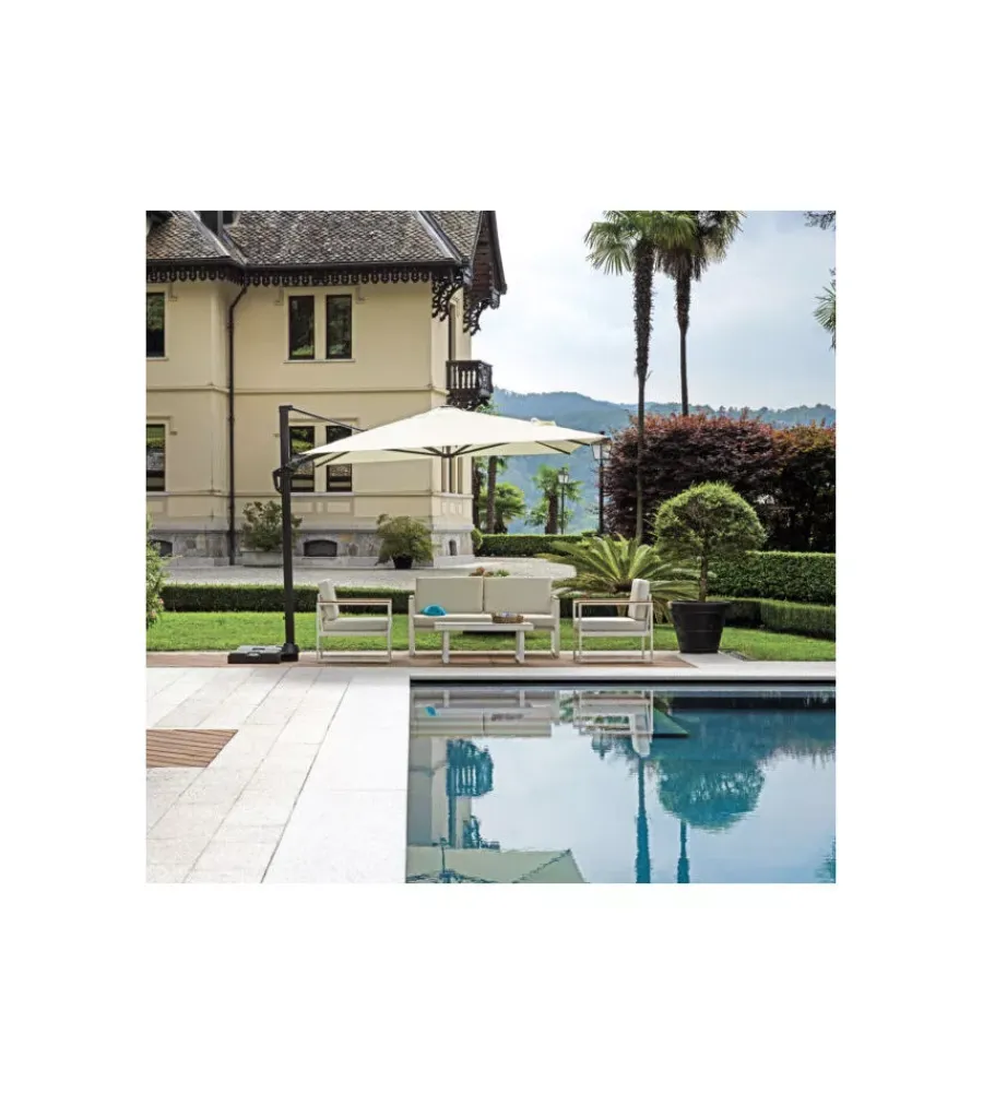 Outlet Ombrellone a braccio rettangolare solaria "tennessee" in alluminio antracite e bianco 3x4 mt Coperture Per Esterno E Accessori