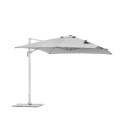 Coperture Per Esterno E Accessori|Ombrellone a braccio rettangolare solaria "california spuncrylic" in alluminio bianco e grigio 3x3 mt
