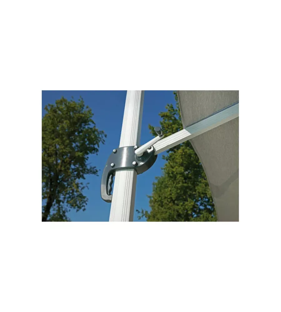 Coperture Per Esterno E Accessori|Ombrellone a braccio rettangolare solaria "california spuncrylic" in alluminio bianco e grigio 3x3 mt