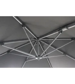 Clearance Ombrellone da giardino a braccio laterale elica garden "mendel" in alluminio effetto legno e poliestere grigio scuro 295x295x255 cm Coperture Per Esterno E Accessori