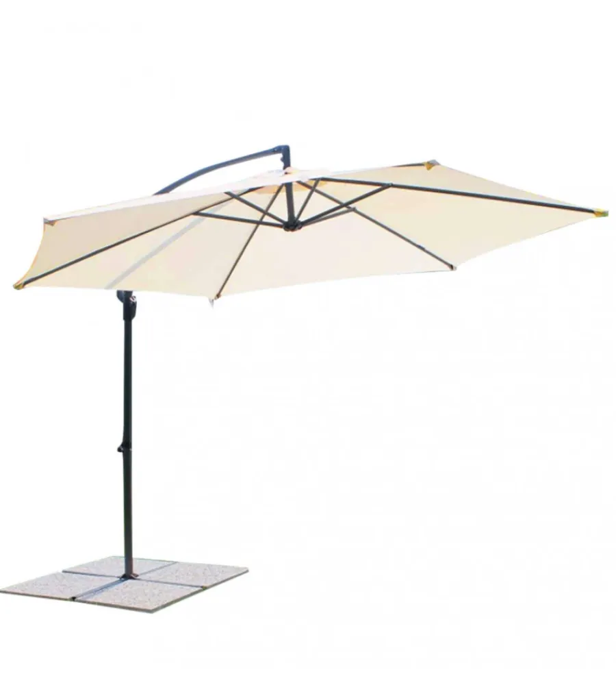 Coperture Per Esterno E Accessori- Ombrellone da giardino a braccio laterale elica garden "eris" in acciaio e poliestere beige 312x295x250 cm