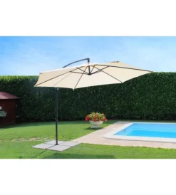Coperture Per Esterno E Accessori- Ombrellone da giardino a braccio laterale elica garden "eris" in acciaio e poliestere beige 312x295x250 cm