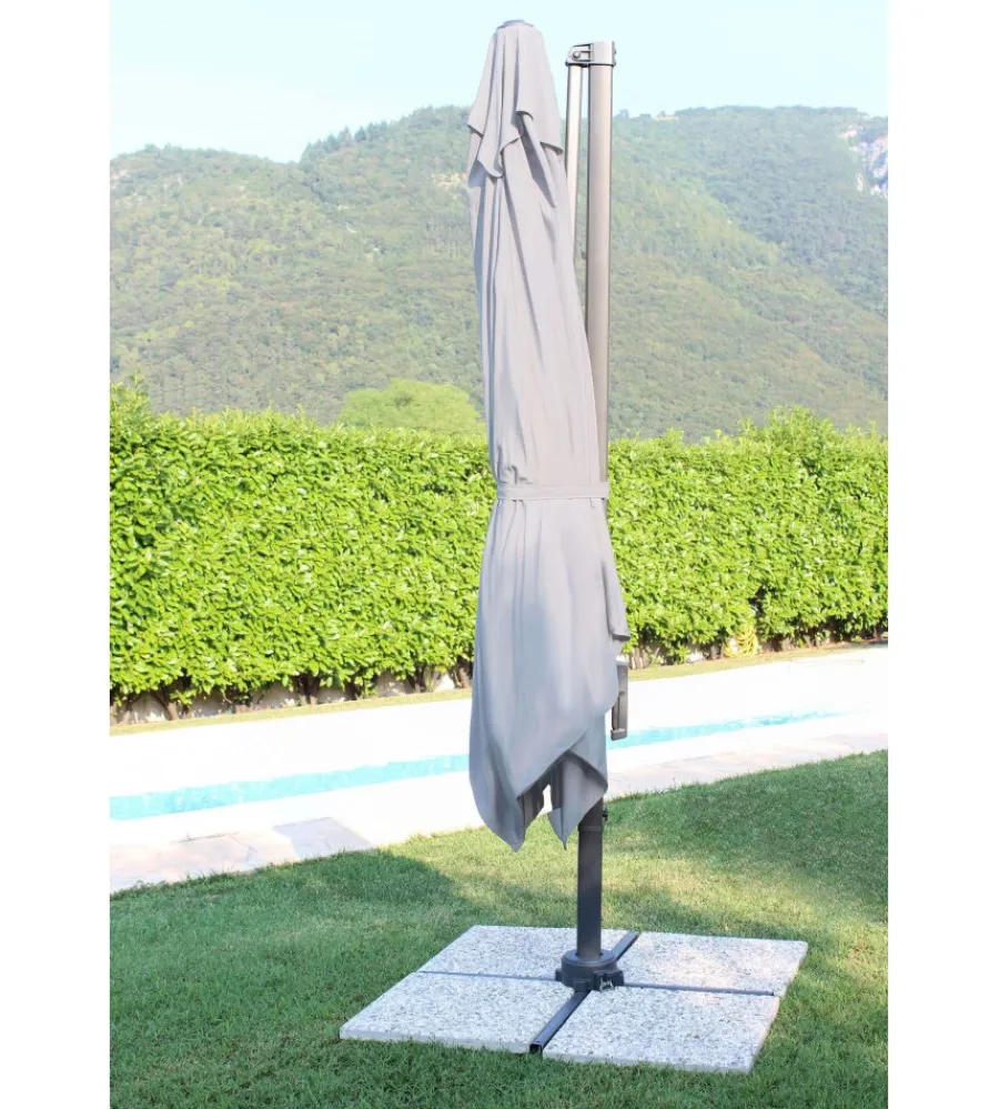 Coperture Per Esterno E Accessori- Ombrellone da giardino a braccio laterale elica garden "newton" in alluminio e poliestere grigio 200x300x250 cm