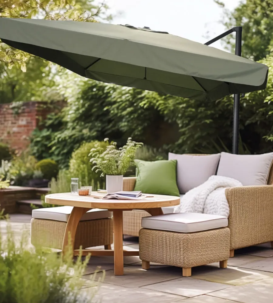 Online Ombrellone da giardino rettangolare con braccio laterale "top gun" in poliestere verde salvia 300x400 cm Coperture Per Esterno E Accessori
