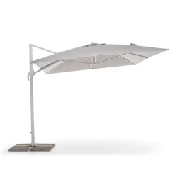 Coperture Per Esterno E Accessori-EuroGarden Ombrellone da giardino retrattile "verso" con struttura in alluminio bianco e telo grigio- 3x4x2 metri