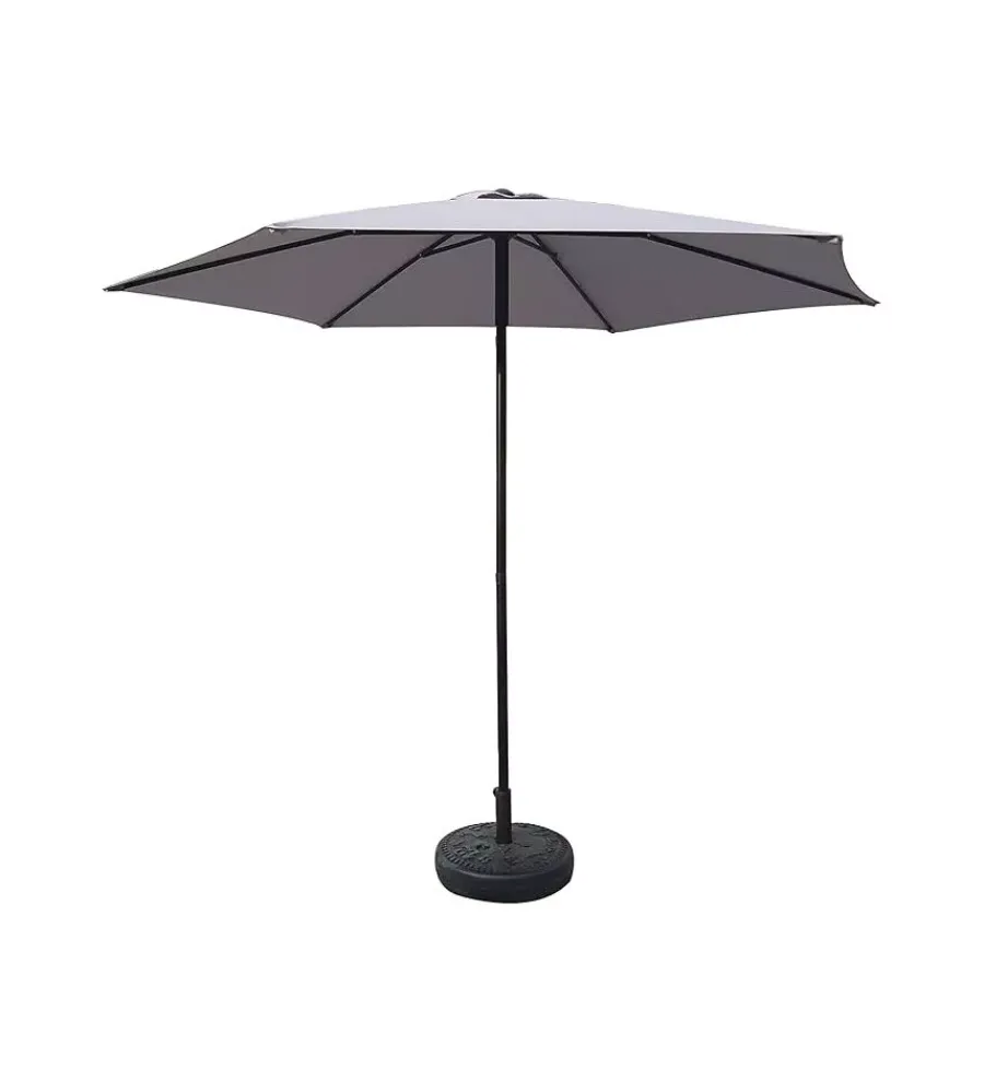 Coperture Per Esterno E Accessori- Ombrellone da giardino rotondo push up essenza in poliestere grigio 3x3 mt
