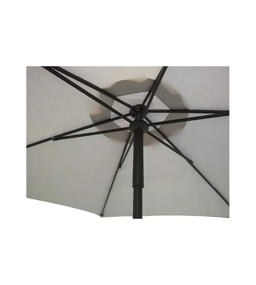Coperture Per Esterno E Accessori- Ombrellone da giardino rotondo push up essenza in poliestere grigio 3x3 mt