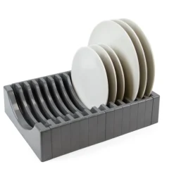 Emuca Accessori Cucina|Organizer per piatti in plastica grigia, max 13 piatti