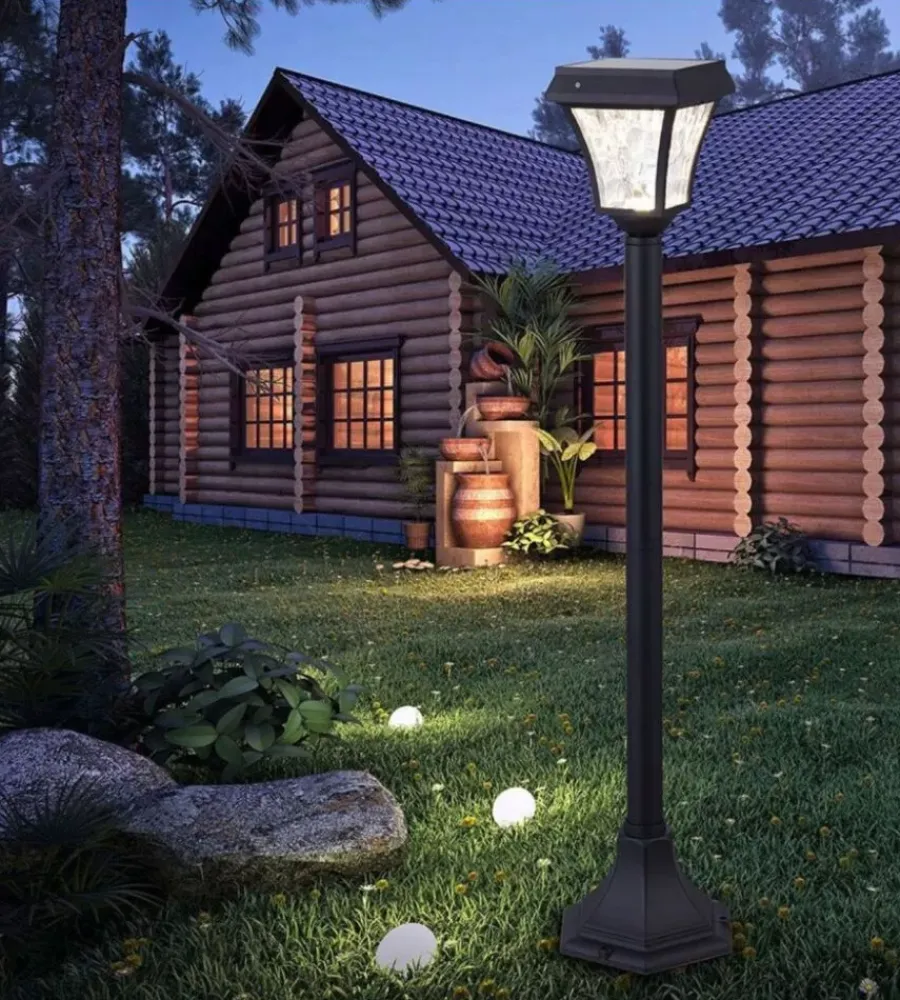Illuminazione Per Esterno|Palo led solare da esterno vtac nero 3000+6000k