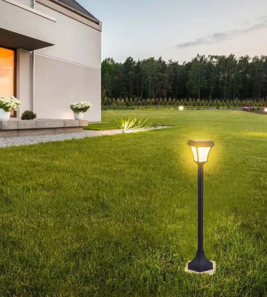 Illuminazione Per Esterno|Palo led solare da esterno vtac nero 3000+4000+6000k