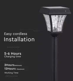 Illuminazione Per Esterno|Palo led solare da esterno vtac nero 3000+4000+6000k