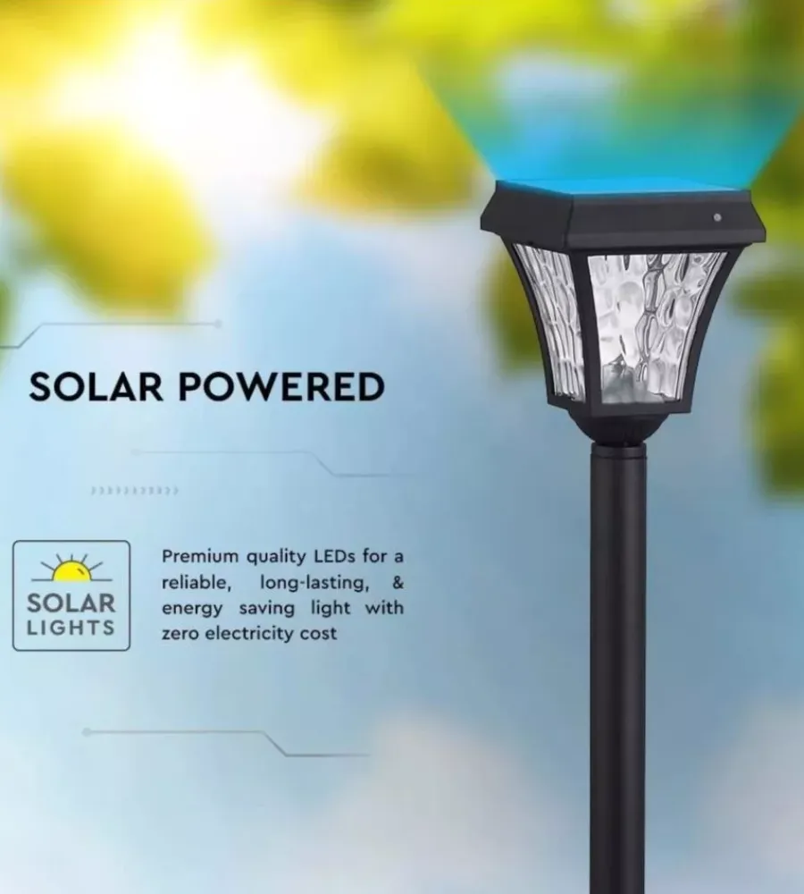 Illuminazione Per Esterno|Palo led solare da esterno vtac nero 3000+4000+6000k