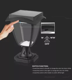Hot Palo led solare da esterno vtac nero 3000+6000k Illuminazione Per Esterno